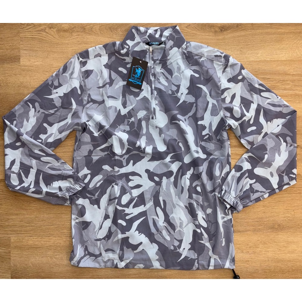 NWT Men's Scales 1/4 Zip Windbreaker Jacket - Small - Gray Camo
